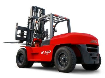 Çin JAC 10 Ton Dizel Forklift, Büyük Kapasiteli Karşılaştırma Forkliftleri, Ağır Ekipman Forklifti, Kırmızı Veya Turuncu Renk Tedarikçi